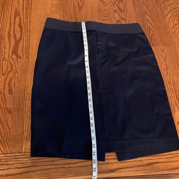 Lauren Ralph Lauren premium cotton pencil skirt navy front button zip closure 12 - Picture 3 of 9